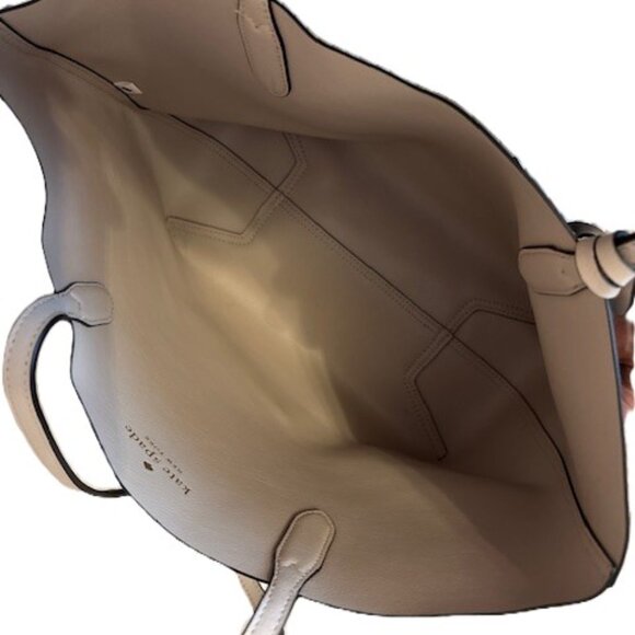 Kate Spade Ava Reversible Black Leather Tote Beige Pouch NWOT K6052 $359 MSRP - Picture 2 of 6